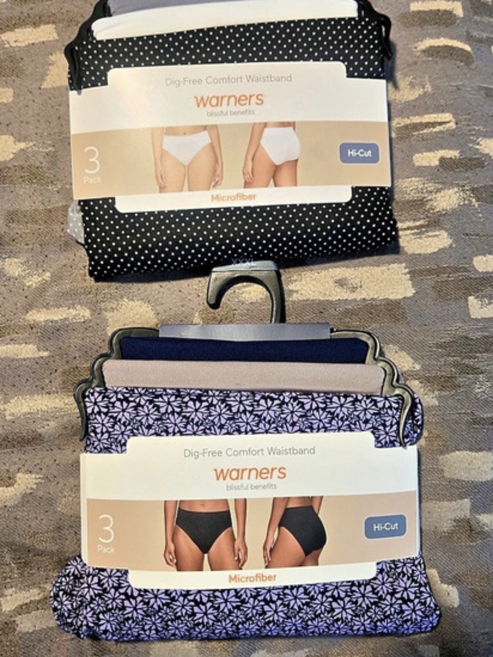 2 Warners 3-Pack Hi-Cut Microfiber Hi-Cut Panties Size 3XL NWT